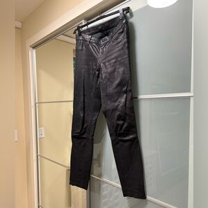 J Brand Women’s Leather Black Zip Ankle Skinny Jeans